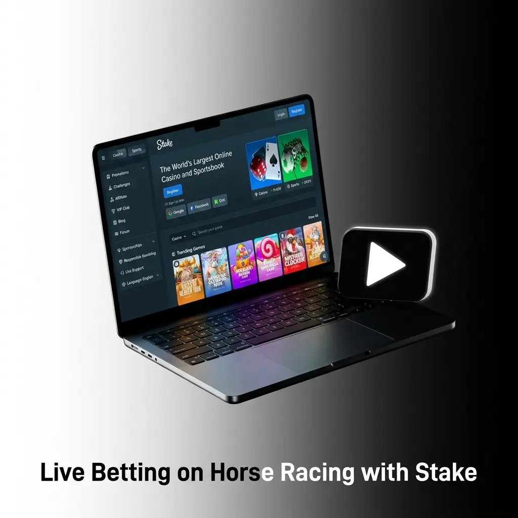 Live in-play horse racing betting on Stake with real-time odds, cash-out options, and mobile access across major race meetings
