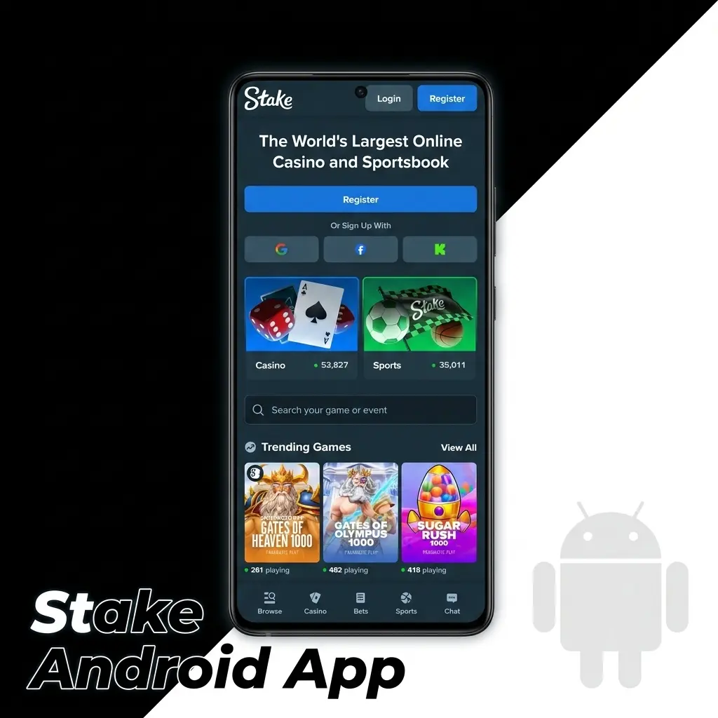 Stake Android APK download guide showing installation steps for sportsbook and casino app on Android 5.0 or higher