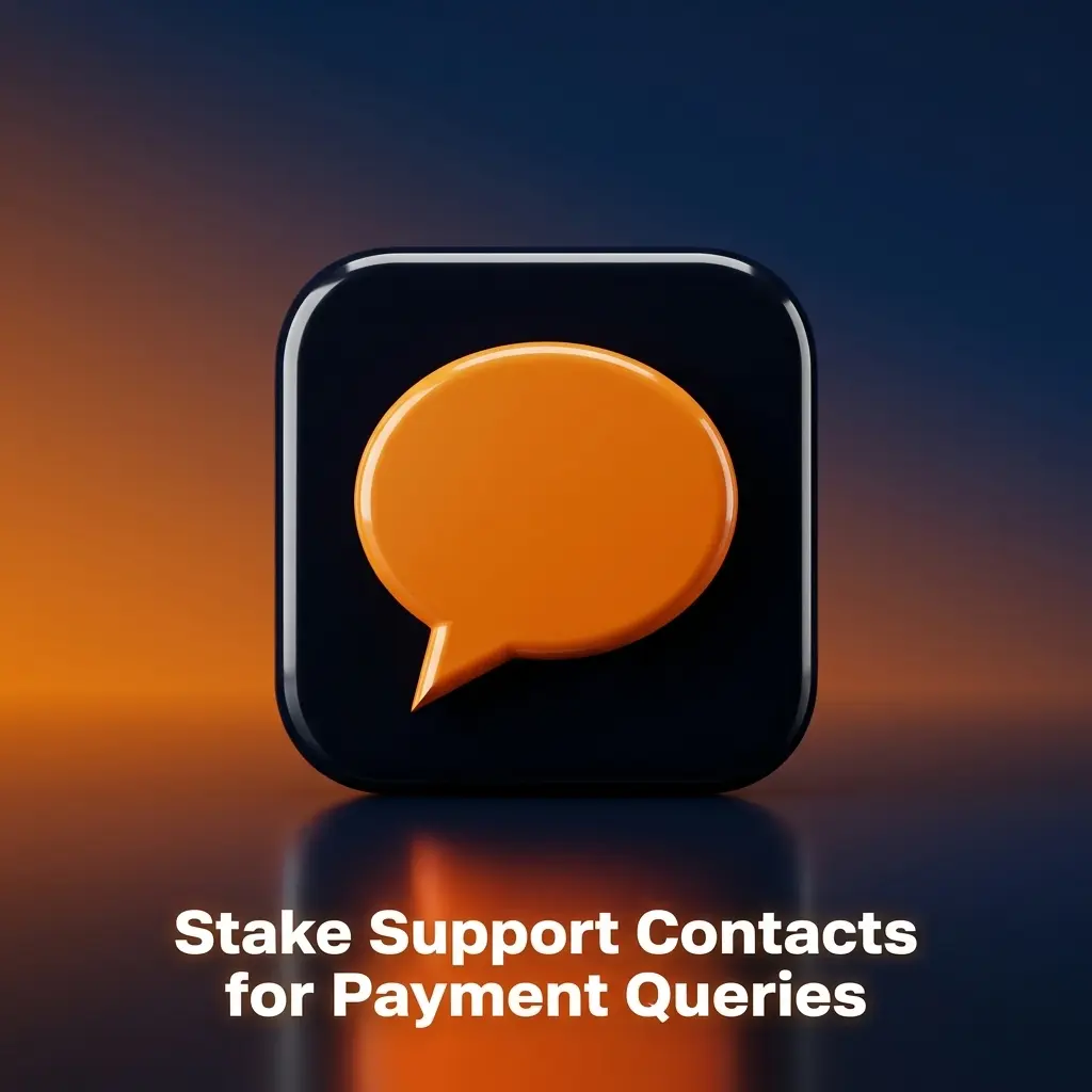 Stake support contact options for payment queries including live chat, email, help centre, and community channels