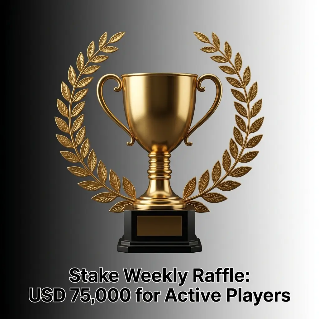 Stake Weekly Raffle promotion offering USD 75,000 prize pool for active players wagering on casino and sportsbook games