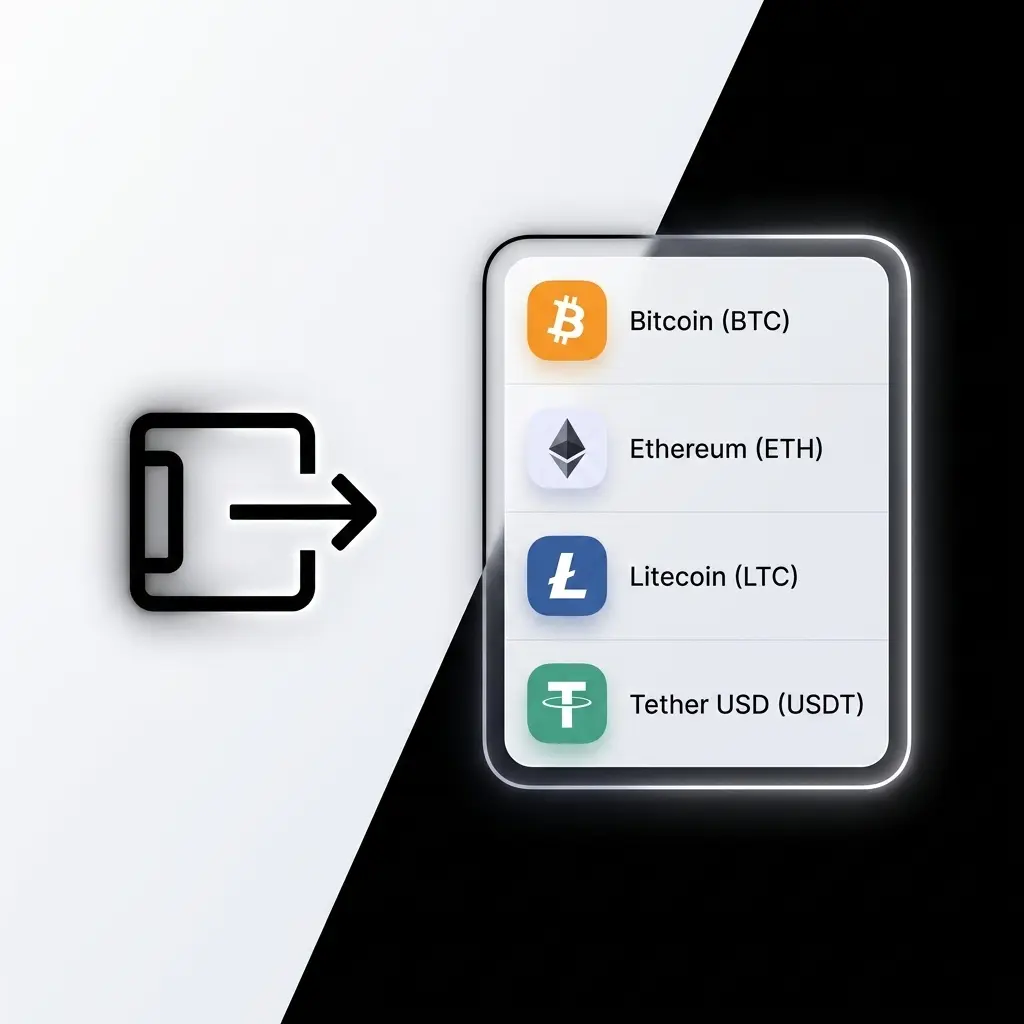 Stake casino withdrawal methods showing supported cryptocurrencies like BTC, ETH, and USDT for Indian players