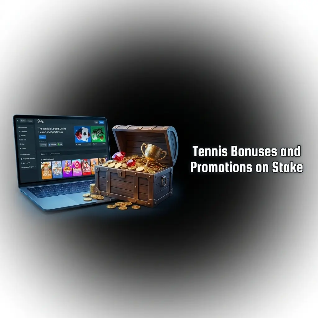 Stake tennis promotions including Weekly Raffle prize pool, Sports Reload Bonus, and Rakeback cashback programme